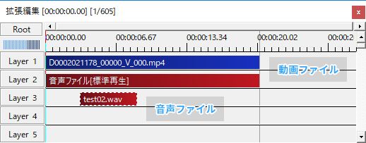 動画と音声をタイムラインにD&D