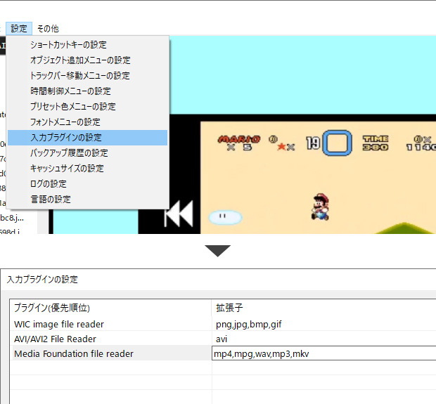 入力プラグインの設定