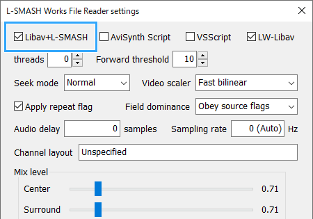 「Libav+L-SMASH」をONに