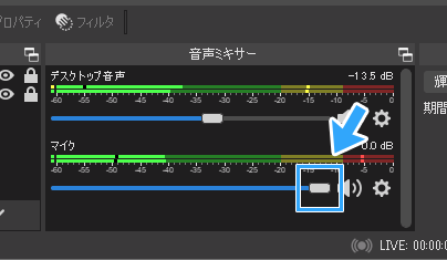 ミキサーのマイク音量