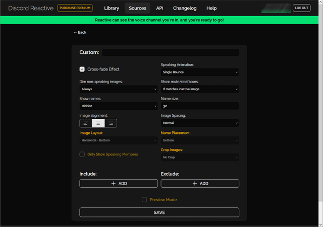 Custom Sourcesの設定画面
