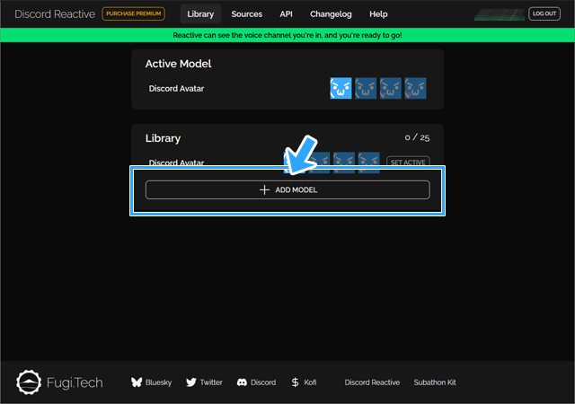 ADD MODELをクリック