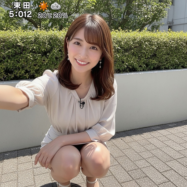 しゃがんでいる女性