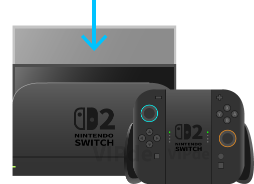 Switch2本体をドックに差し込む