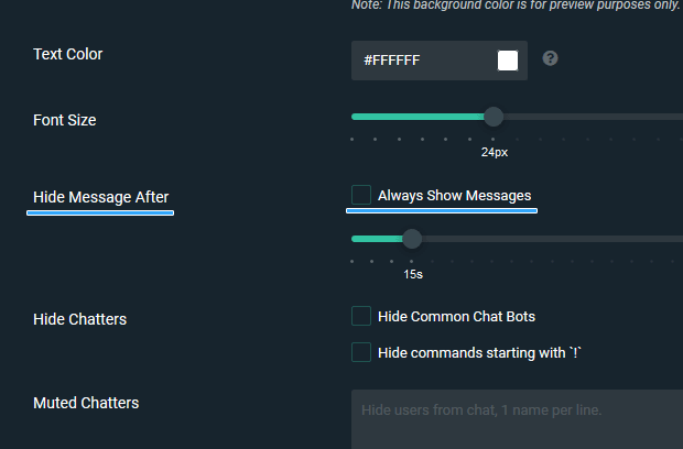 「Hide Message After」の設定