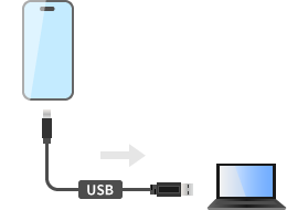 USBケーブルでつなぐ